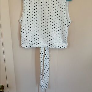 Polka Dot Sleeveless Top - White and Black